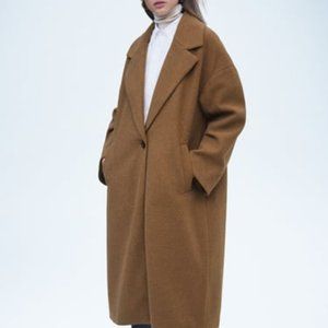Zara Oversized Coat - Taupe Brown Size S